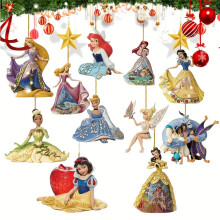 (12pcs) 12 PCS Acrylic Princess Christmas Ornaments Set - Snow White and Rapunzel Designs