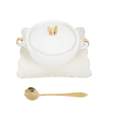 1 Set Stijl Relief Dubbele Handgreep Dessert Opbergkom 1