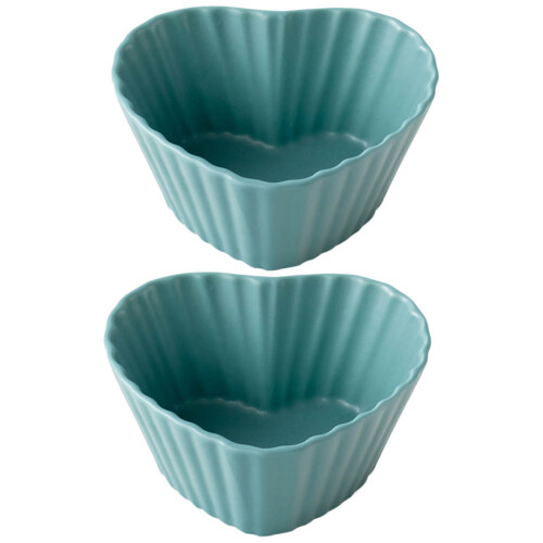 2 Piezas Forma Corazón Para Ensalada Azul 1