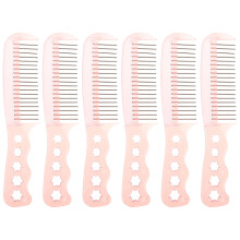 6Pcs Anti-Static Pink Steel Tooth Plastic Combs for Hairdressing Use