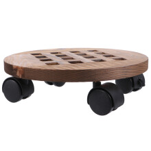 1Brown Wooden Round Plant Pots Base Tray Stylish and Practical