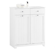 SoBuy White Bathroom Cabinet with Laundry Baskets & Drawers