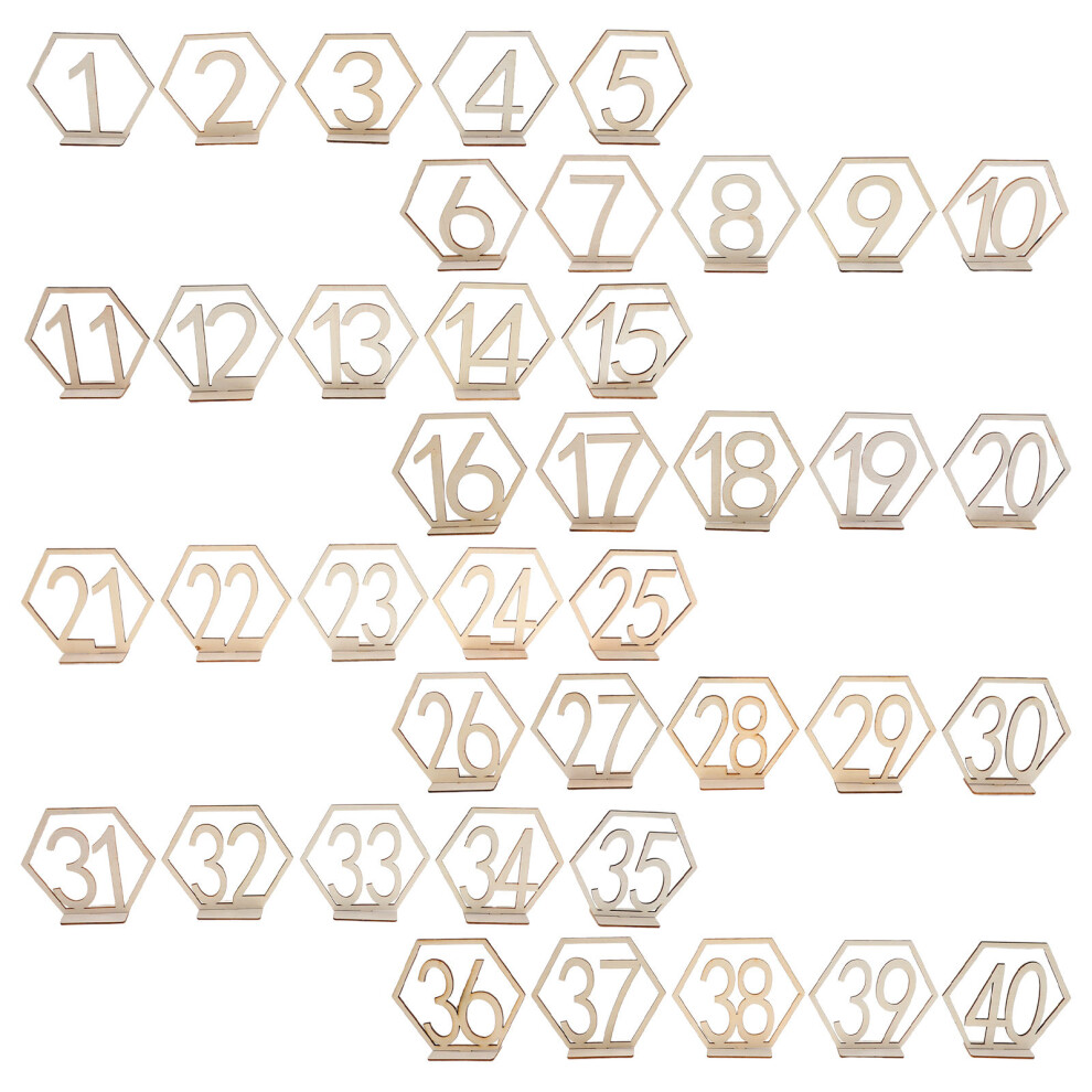 160 Sztuk NumeróW Do StołóW ŚLubnych 1-40: Dwustronne Drewniane-image