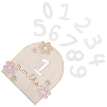 Lot De Cartes Mensuelles Bébé Fleuri Bois Double Face Suivi Croissance