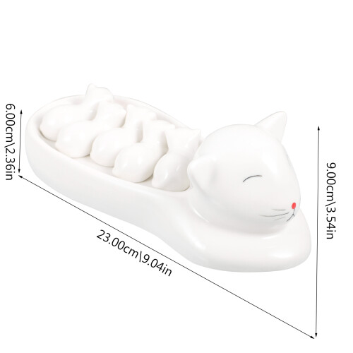Cat Chopstick Rest Weiß Gabel Mini Keramik 1