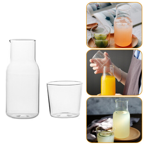 1Set Transparent Glass Juice Jug Multi-Function Household Milk Cup 2