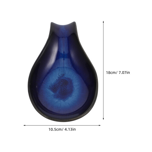 2Pcs Kiln Change Ceramic Spoon Rest Dark Blue Elegant Japanese Style 1