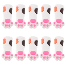 20Pcs White Reusable Silicone Cuticle Scissors Caps Cat Paw Design