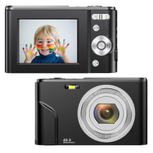 Digitalkamera 48MP mit 16x Digitalzoom, HD-Display, 2.4 Zoll IPS-Bildschirm Black