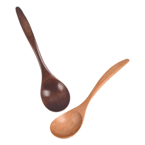 2 Pcs Colheres De Madeira Para Crianças, Sopa E Arroz 1