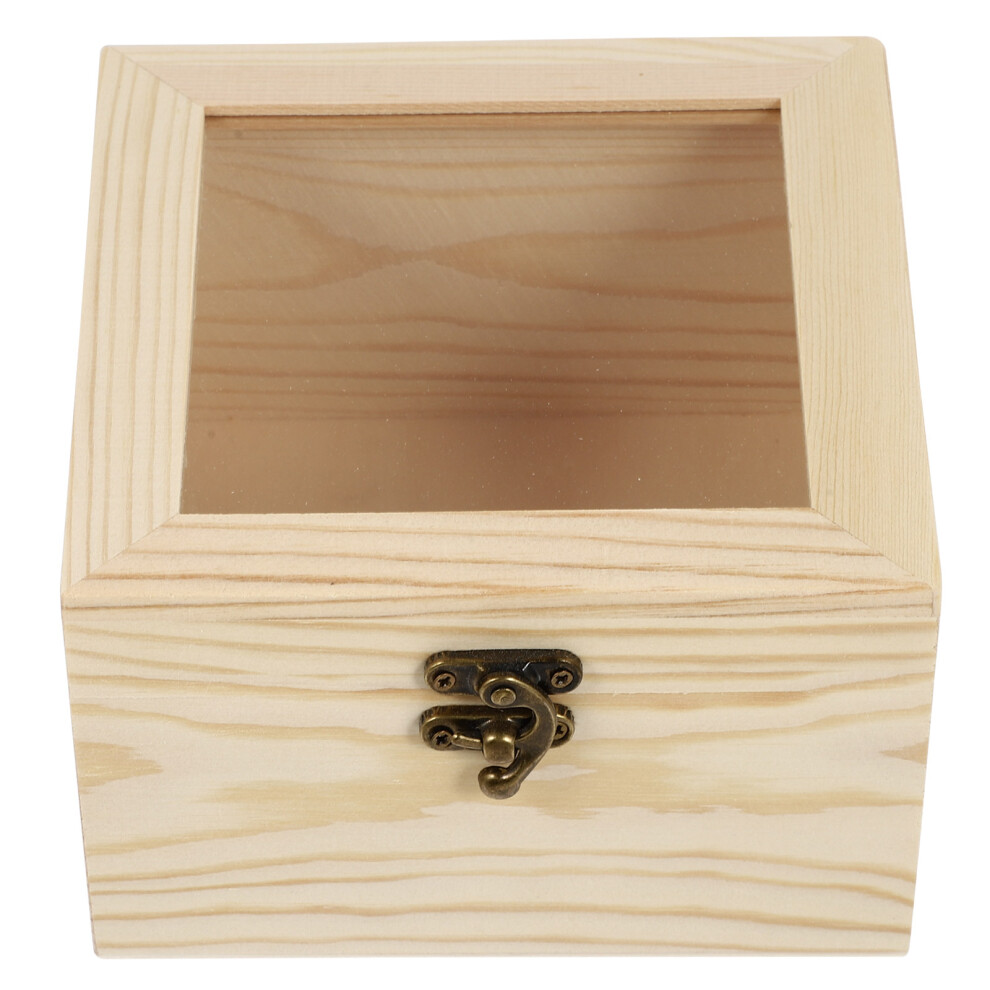 Proste Drewniane PudełKo Kwiaty Z Szklaną Pokrywą-image