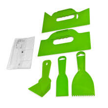 Uitgebreid assortiment kunststof plamuurschrapers voor de