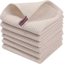 (Abricot - 34 x 34 cm) Lot de 6 torchons en éponge 100 % coton de qualité supérieure, ultra-absorbants et munis d'une boucle de suspension.