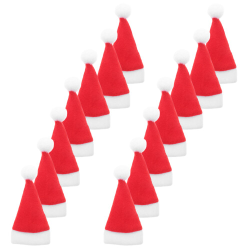 72Pcs Soft Mini Santa Hat Craft Accessories Red Christmas Table Decor 2