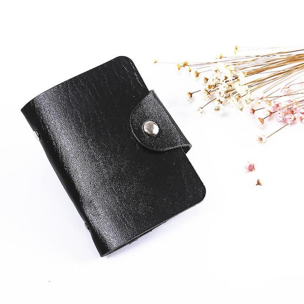 (Black)24 Cards Pu Leather Credit Id Business Card Holder Pocket Wallet Purse Box Black 9092950388940