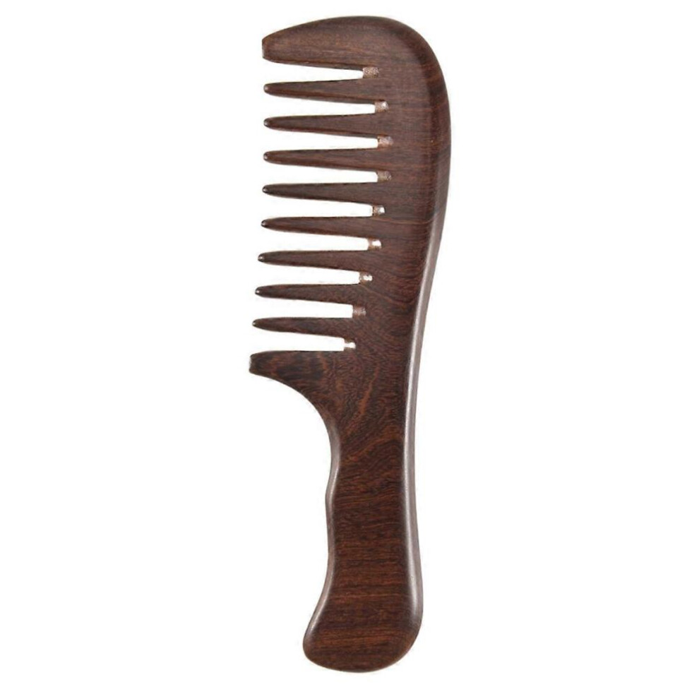 Green Sandalwood Wide Tooth Comb Curly Hair Portable Coarse Tooth Wooden Comb Hair Massage Tool