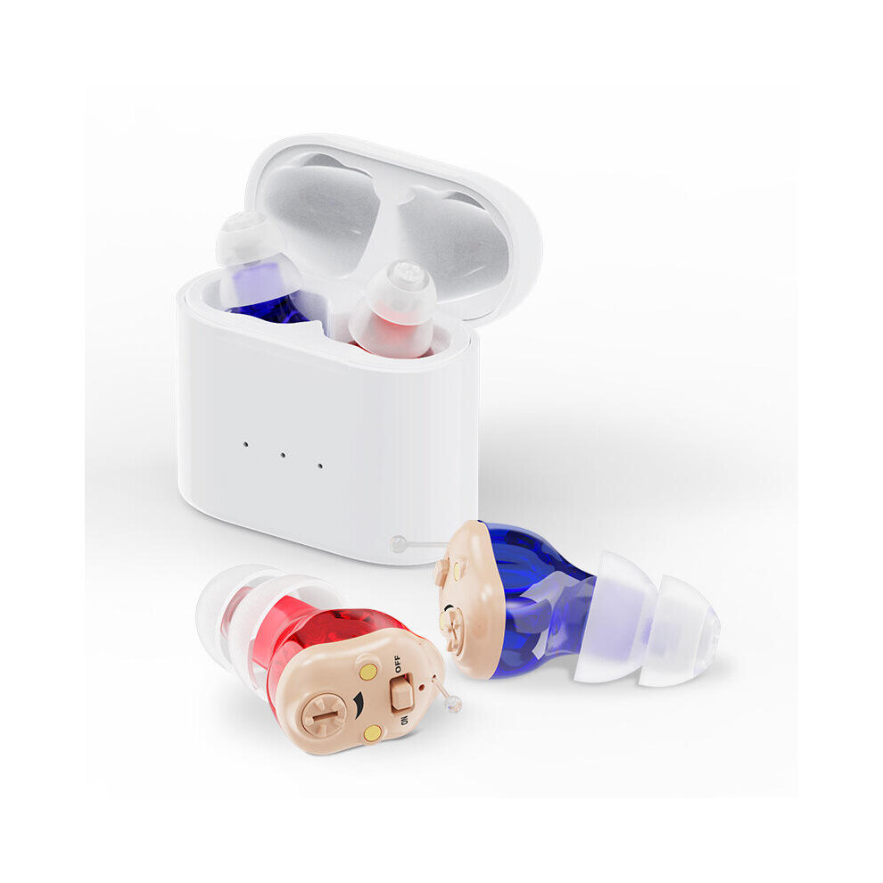 Red/Blue ( Blue)Micro In-Ear Hearing Aids Cic Rechargeable Invisible For Deafness Elderly Adjustable Best Wireless Hearing Aid Sound Amplifier