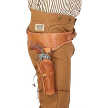 Étui de ceinture style Far West pour pistolet/revolver de calibre .22, .35/.357 et .44/.45. Style western, finitions artisanales. Convient a