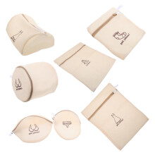 7Pcs Beige Mesh Laundry Bags Polyester Wash Bags for Lingerie