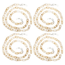 4Pcs Acrylic Mask Lanyard with Clips Coffee Color Face Mask Chain