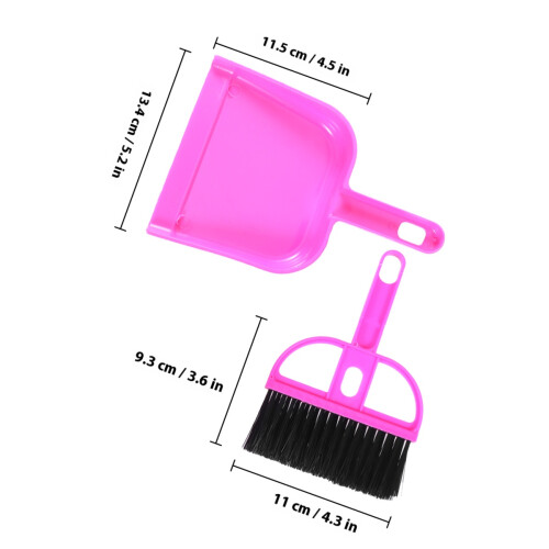 Conjunto De Vassourinha E Lixeira Plástico Mini Para (Rosa) 2