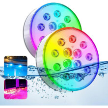 (2er-Pack) Poolbeleuchtung, verbesserte wiederaufladbare, wasserdichte LED-Unterwasserleuchten mit Fernbedienung, 16 Farben, geeignet für Wh