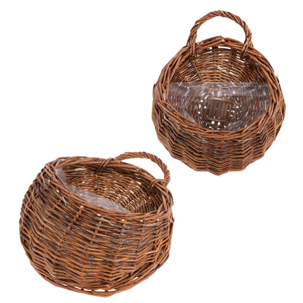 2 Sztuki Pleciony Koszyk Na Kwiaty Z Wikliny Do MontażU Na ŚCianę-image