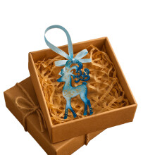 Ornements de Noël en résine : décor de vacances bleu et or,-F