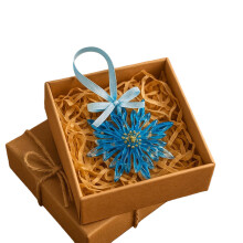 Ornements de Noël en résine : décor de vacances bleu et or,-D
