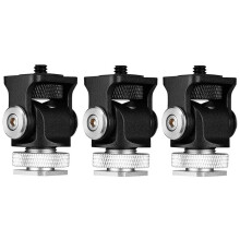 Mini Hot Shoe Mount 3-Pack Monitor Microphone Flash Holder 1/4-Inch Screw Camera Bracket Tripod