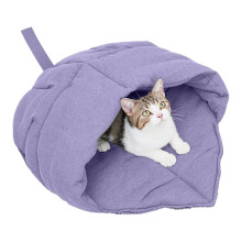 Lit nid de feuilles douces pour chats, lavable en-lavande