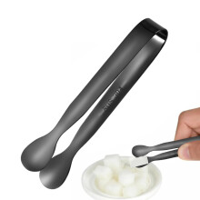 Appetizer Tongs Stainless Steel Dessert Tongs Portable Serving Tongs For Food Ice Cubes And Fruits Black