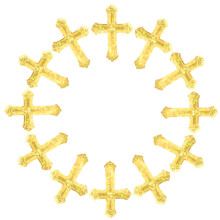 5Pcs Glittery Cross-Shaped Confetti in Gold for Party and Church Decor