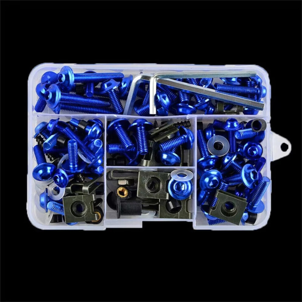 Motorcycle Screws Windshield Screw Set And Fairing Bolts Kit Cnc Screws And Nuts 177Pcs Blue 9393856326747