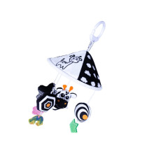 Baby Crib Hanging Toy Wind Chime Newborn Sensory Sounding Pendant For Early Education Black And White Trolley Accessory