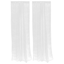 2Pcs White Long Sheer Polyester Curtains Farmhouse Window Drapes