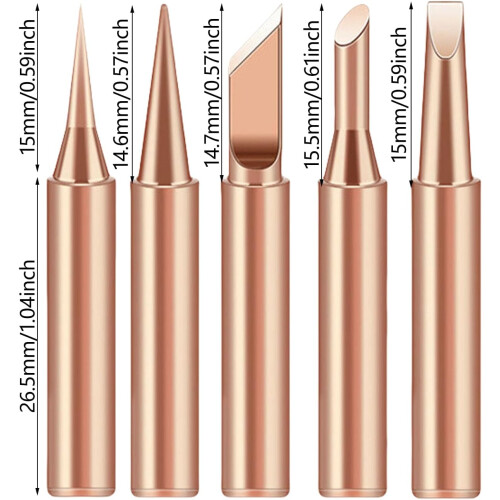 Brass Soldering Tips Set Of 5 High Conductivity Heat Efficient For Precise Electronic Circuit Board Work 1