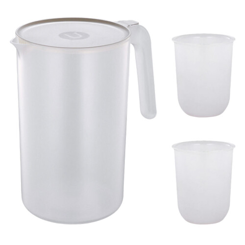 1Set Large Capacity Water Kettle with Handle Beige for Storage