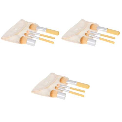 12 Bambusgriff Borsten Make-up Set Mit Leinenbeutel 2