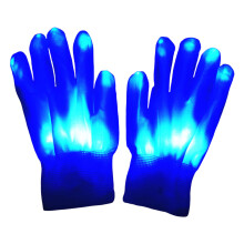 Rechargeable Glowing LED Gloves with Flashing Light-blue light