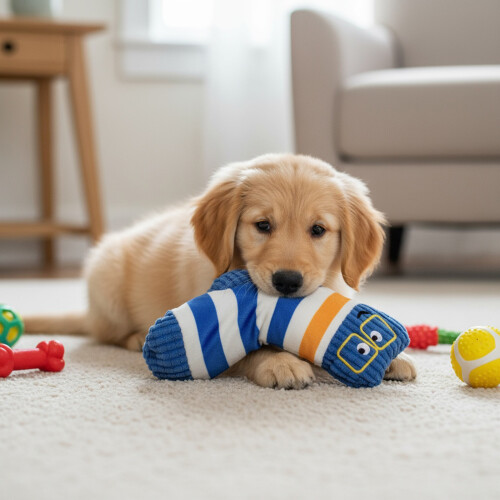 Jouet grinçant en forme de chaussette colorée pour chien,-E 2