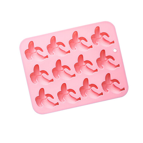 Moule réutilisable de silicone de banane de 12 morceaux-Rose