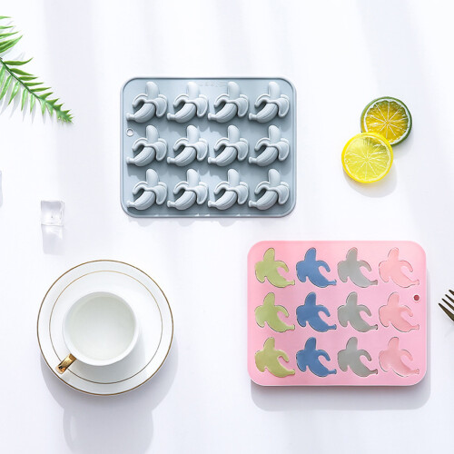 Moule réutilisable de silicone de banane de 12 morceaux-Rose 1