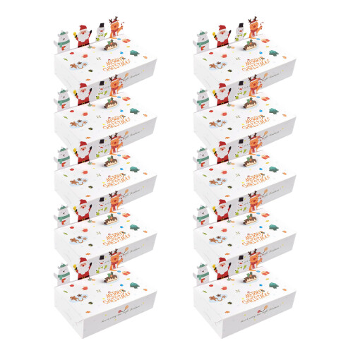 10Pcs Stackable Holiday Cookie Boxes Animal Design Easy-White