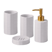 Elegant Ceramic Bathroom Set NonSlip-Light Grey Four Piece Set