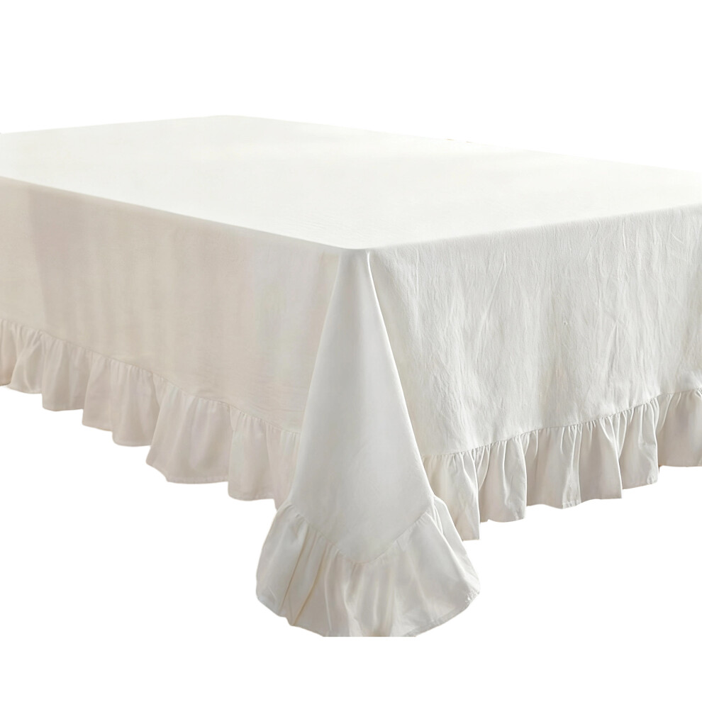 Cotton Table Cover Nordic Ruffled Trim Tablecloth Home-White A-image-OPC-PM7HT5C-NEW
