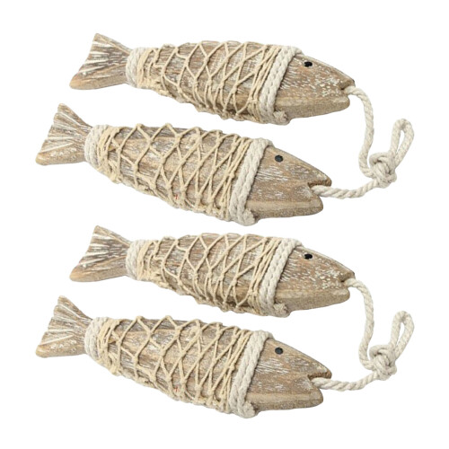 4 Strings Holzfisch : Handgeschnitztes Nautisches Ornament Für Küste