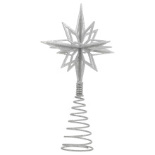 2Pcs Quality Iron Silver Star Christmas Tree Toppers
