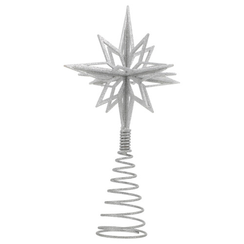 2Pcs Quality Iron Silver Star Christmas Tree Toppers