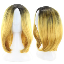 Womens Bob Perücke Aus Synthetikhaar In Verlaufsgelb Für Cosplay